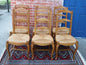 Set of 6 French Antique Oak Ladder Back Dining Chairs Rush Seats