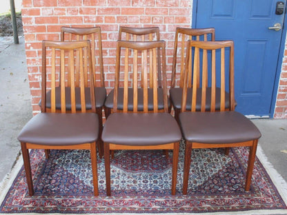 Set of 6 Mid Century G Plan Teak Dining Chairs | Brown Vinyl Upholstered | Vintage Retro Modern Seating