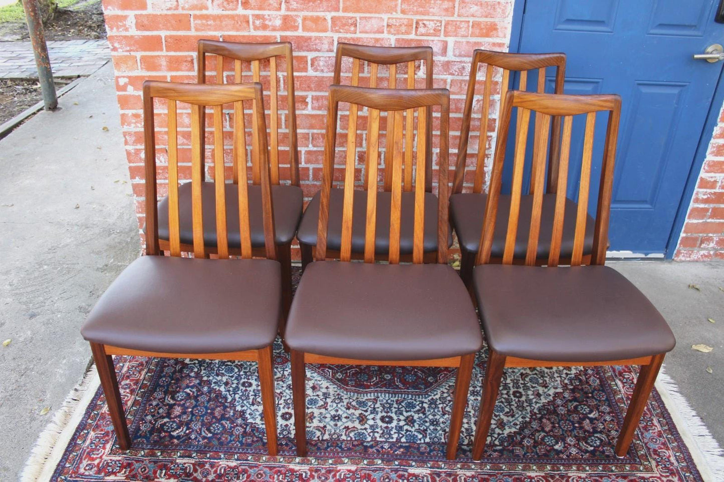 Set of 6 Mid Century G Plan Teak Dining Chairs | Brown Vinyl Upholstered | Vintage Retro Modern Seating