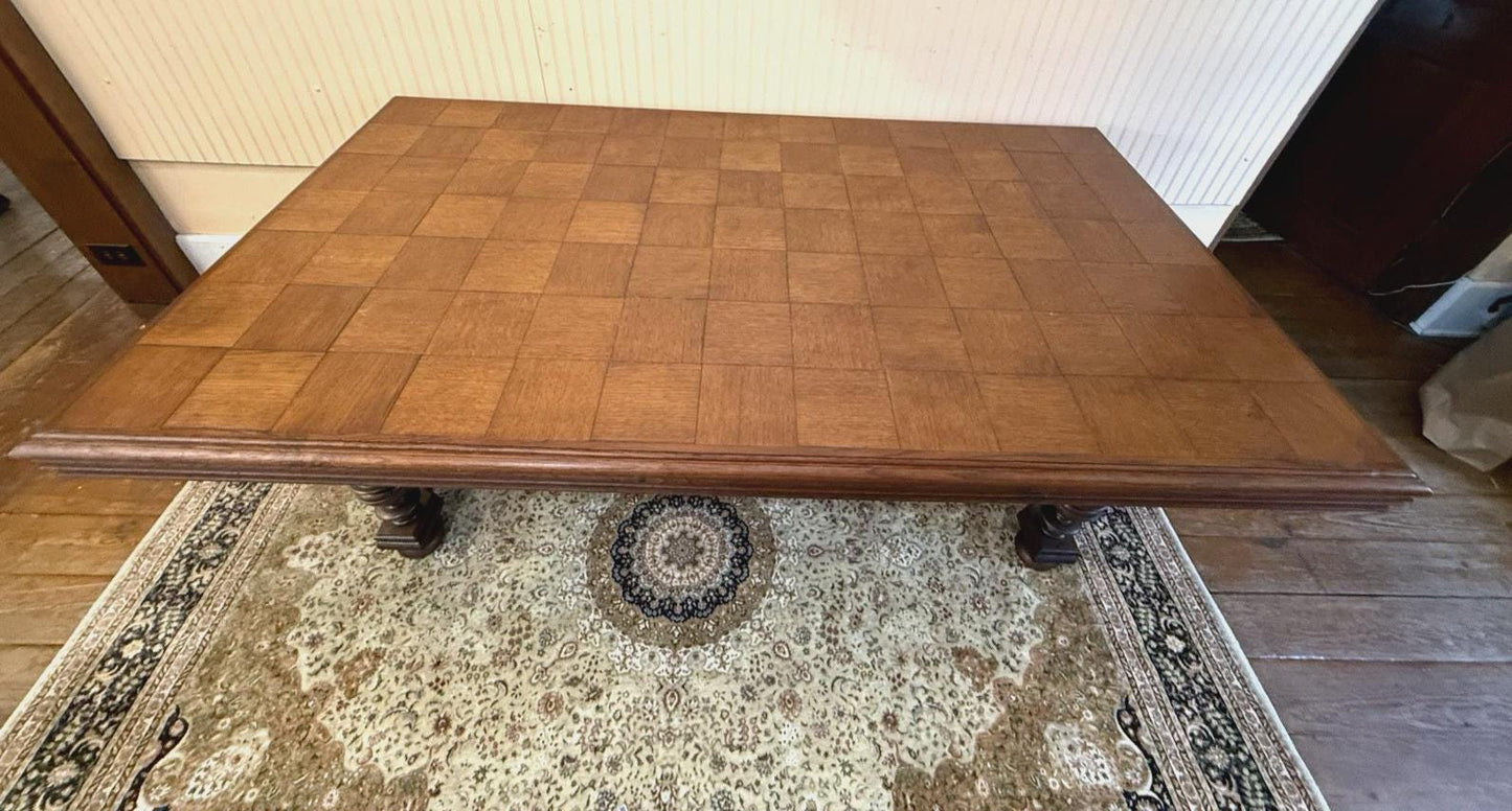 French Antique Oak Renaissance Parquetry Top Dining Table | c.1880