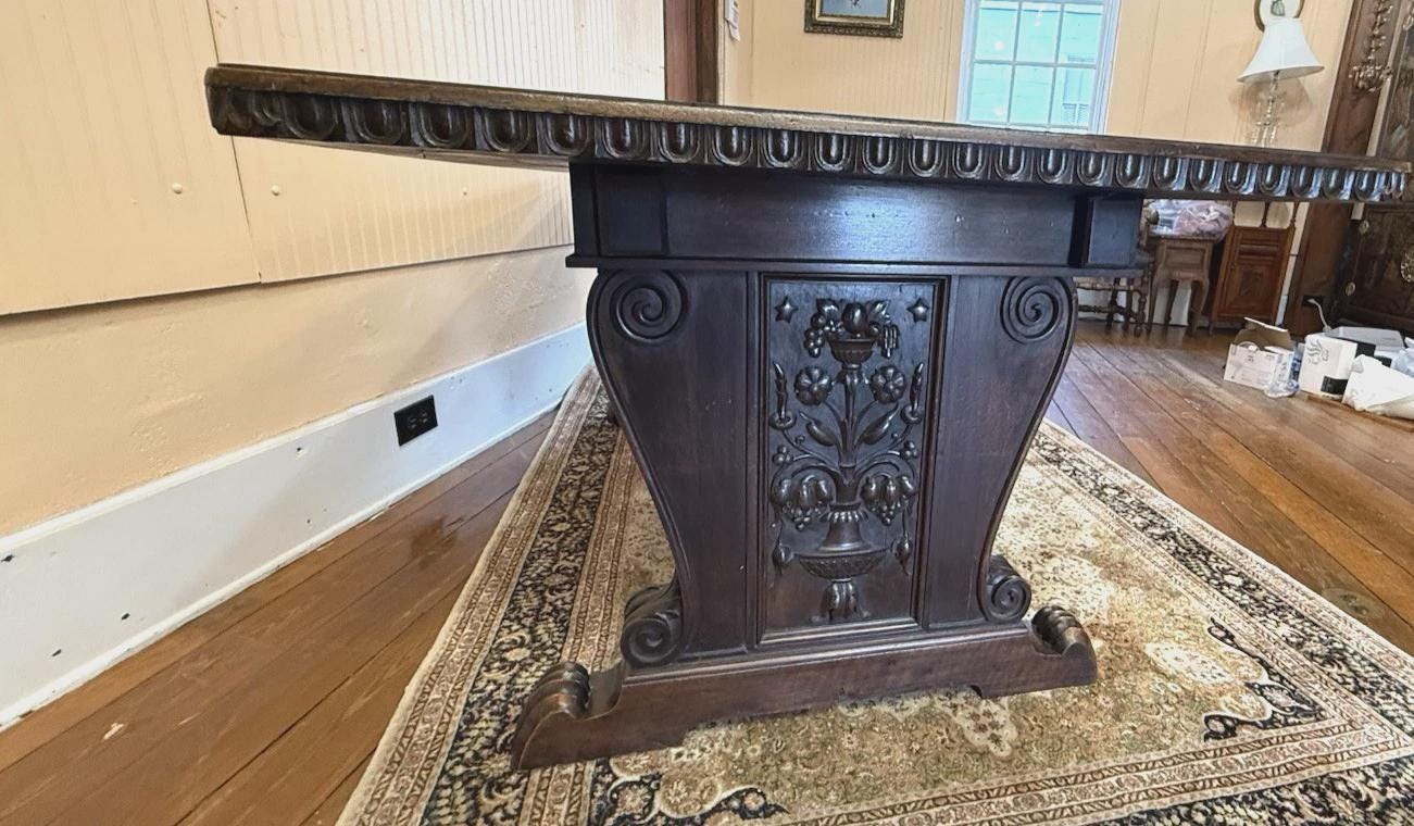 French Antique Renaissance Walnut Desk | Carved Office Table