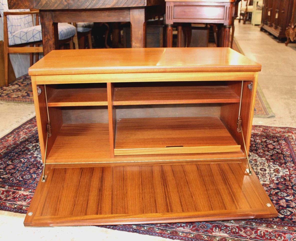 Mid Century Modern Teak Drop Front Bar Cabinet, Danish Modern Liquor Cabinet, Vintage MCM Storage
