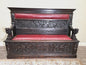 Antique French Renaissance Carved Walnut Bench, Storage Seat, Gothic Revival Hall Bench, 19th Century