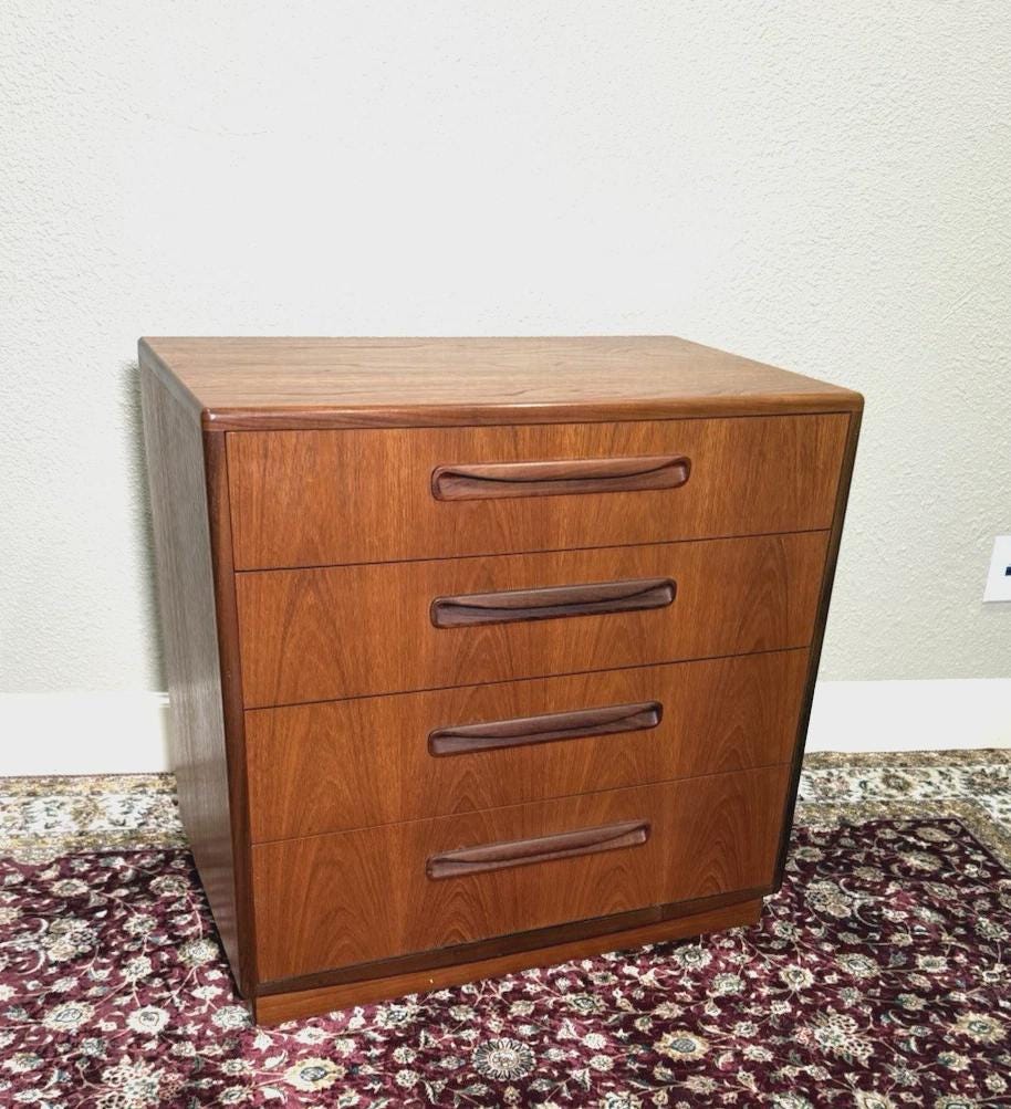 Mid Century Modern G Plan Teak Chest of Drawers, Vintage Danish Style Dresser, MCM Bedroom Storage
