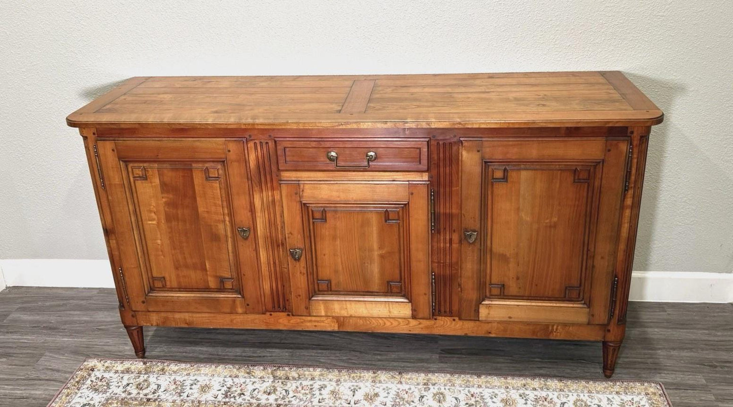 Antique French Louis XVI Maple Sideboard, Provincial Buffet Cabinet, Neoclassical Dining Storage