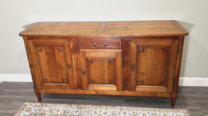 Antique French Louis XVI Maple Sideboard, Provincial Buffet Cabinet, Neoclassical Dining Storage