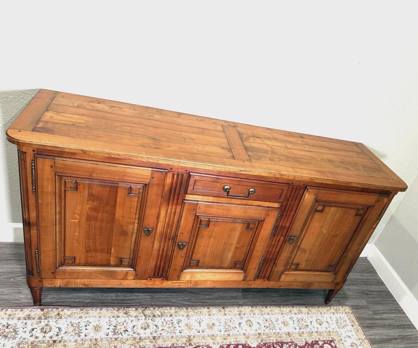 Antique French Louis XVI Maple Sideboard, Provincial Buffet Cabinet, Neoclassical Dining Storage
