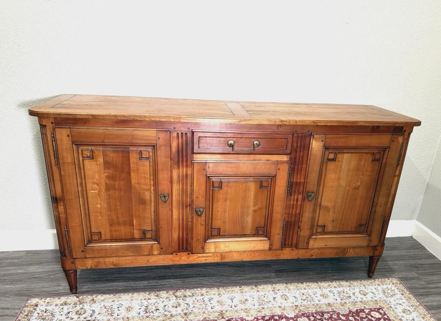 Antique French Louis XVI Maple Sideboard, Provincial Buffet Cabinet, Neoclassical Dining Storage