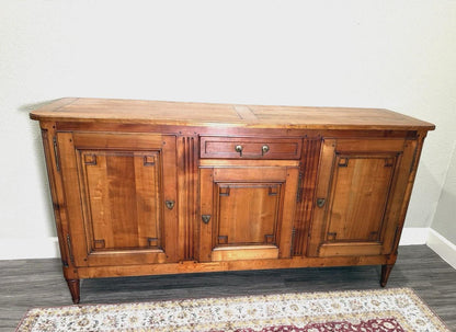 Antique French Louis XVI Maple Sideboard, Provincial Buffet Cabinet, Neoclassical Dining Storage