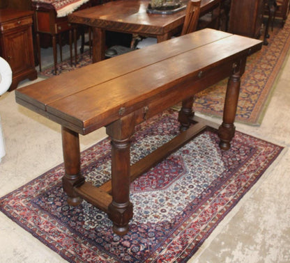 French Antique Oak Folding Trestle Table, Farmhouse Dining Table, Rustic Sofa Table
