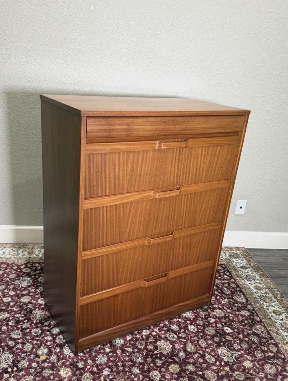 Mid Century Modern Elliotts Teak Chest of Drawers, Vintage Teak Dresser