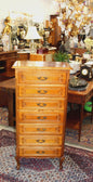 French Antique Louis XV Maple Tall Chest, 7 Drawer Lingerie Chest
