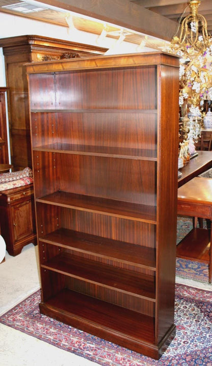 English Mahogany Bevan Funnell Open Bookcase, Vintage Wooden Display Shelving Unit
