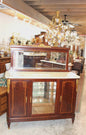 Antique French Louis XVI Marble Top Sideboard c1880, Mahogany Buffet Server, Glass Display Cabinet, Neoclassical