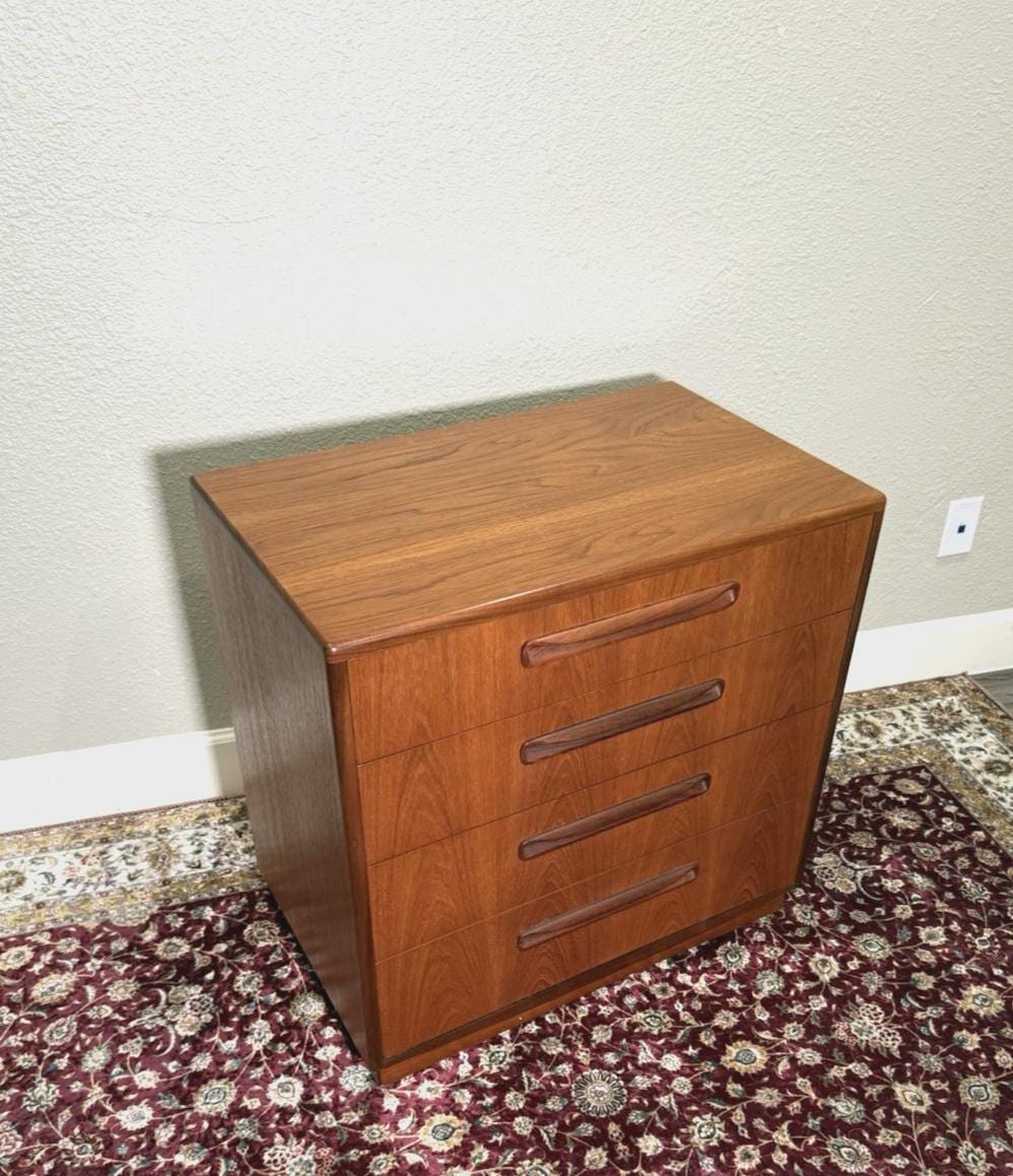 Mid Century Modern G Plan Teak Chest of Drawers, Vintage Danish Style Dresser, MCM Bedroom Storage