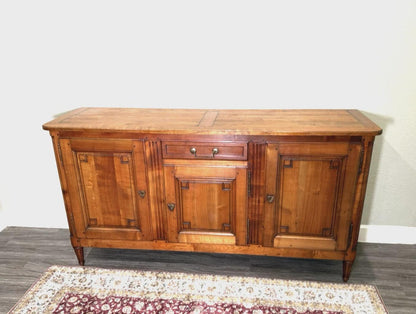 Antique French Louis XVI Maple Sideboard, Provincial Buffet Cabinet, Neoclassical Dining Storage