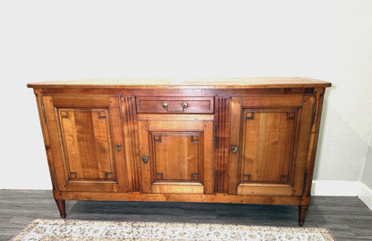 Antique French Louis XVI Maple Sideboard, Provincial Buffet Cabinet, Neoclassical Dining Storage