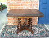 French Antique Dark Oak Louis XIII Renaissance Kitchen Table c. 1880