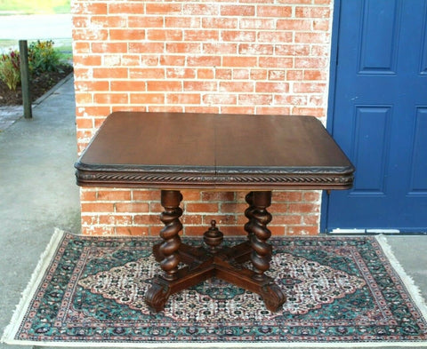 French Antique Dark Oak Louis XIII Renaissance Kitchen Table c. 1880