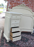 Antique French Louis XVI 3/4 Size Bed and Nightstand ~ Painted White ~