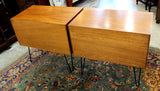 G Plane Mid Century Teak Wood Set of 2 Small Cabinets / Nightstands / Side Tables