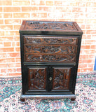 Heavily Carved Chinese Silverware Box Cabinet