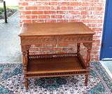French Antique Carved Oak Brittany Occasional Table With Drawer