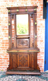 French Antique Carved Walnut Renaissance Hall Tree Stand / Coat Hanger