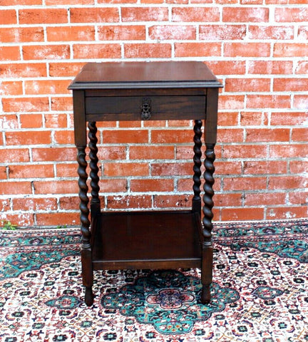 English Antique Oak Side Table With Drawer