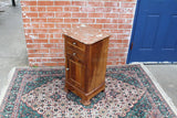 French Antique Walnut Louis Phillipe Marble Top Nightstand Bedside Cabinet