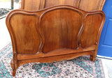 French Antique Carved Oak Louis XV Full Size Bed & Nightstand
