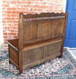 French Antique Oak Wooden Britany Style Bench / Storage Trunk
