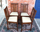 Set of 4 English Antique Oak Jacobean Barley Twist Chairs / New Upholstery