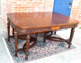 American Antique Mahogany Dining Room Table with 3 Leaves